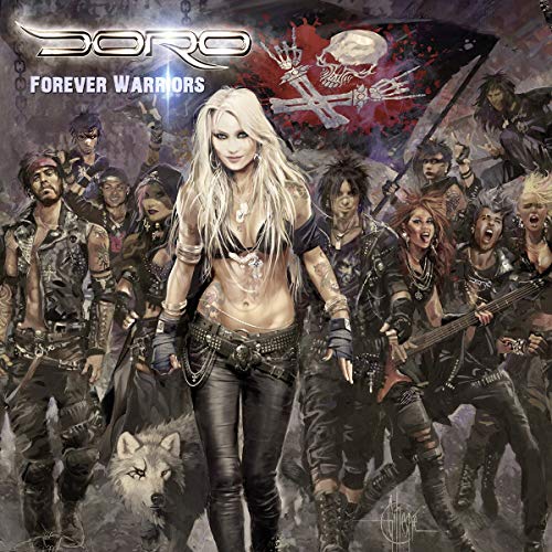 CD cover for Doro’s “Forever Warriors” featuring a band illustration.