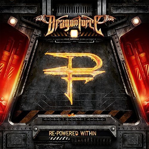"CD cover art with 'Dragonforce' and 'Re-Powered Within' text, futuristic metal design."