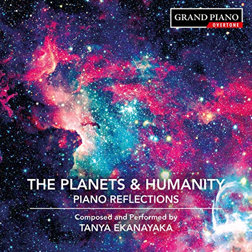 Pianist Tanya Ekanayaka performing at a grand piano, album cover art.