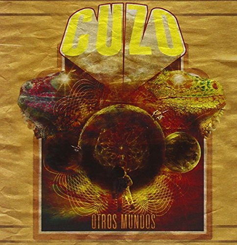 CD cover for "Cuzo - Otros Mundos" featuring a chameleon and planets.