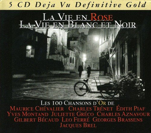 "CD cover with black-and-white street scene and red and white text."