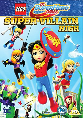 Lego DC Super Hero Girls characters Wonder Woman, Harley Quinn, and Supergirl.