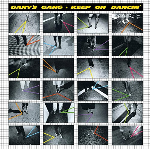 CD cover for Garys Gang’s “Keep on Dancin’” with feet and angled lines.
