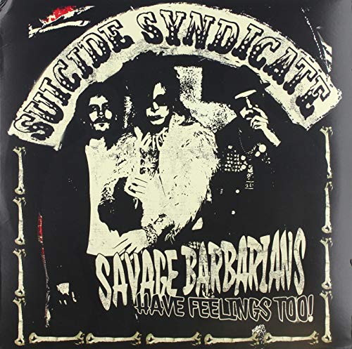 Black vinyl record cover with band image and distressed text.