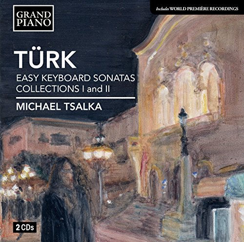 "Album cover featuring a painting of a street scene at night with lit lamps."