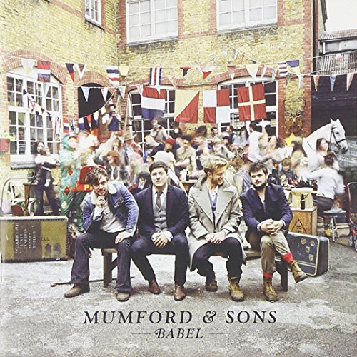 Mumford & Sons “Babel” CD cover with a group portrait and flags.