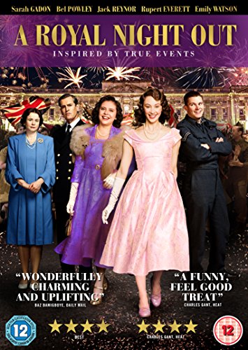DVD cover for "A Royal Night Out" featuring actors in 1940s attire.