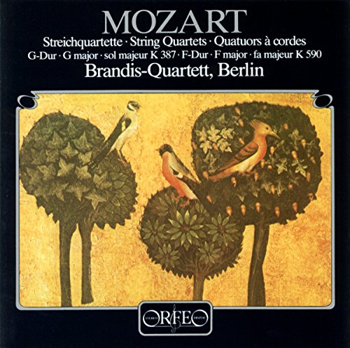 "CD cover with medieval-style painting of birds on trees against a yellow background."