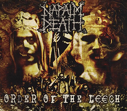 "Vinyl album cover with dark, medieval artwork and 'Napalm Death' and 'Order of the Leech' text."