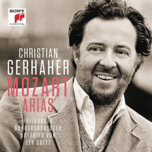 "CD cover with a smiling man and 'Mozart Arias' text."