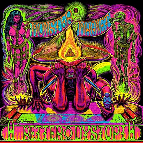 Psychedelic album cover with figures, an eye, and the title "A Better Dystopia".