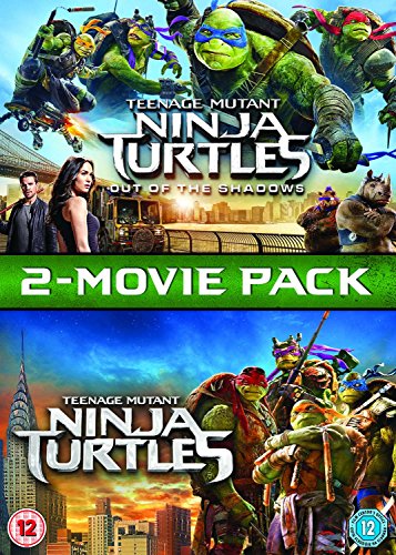"Teenage Mutant Ninja Turtles 2-Movie Pack DVD cover featuring the turtles in action poses."