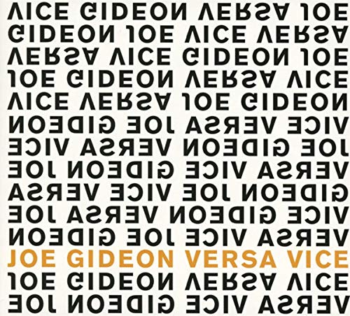 CD cover for Joe Gideon’s “Versa Vice,” with repeating text pattern.