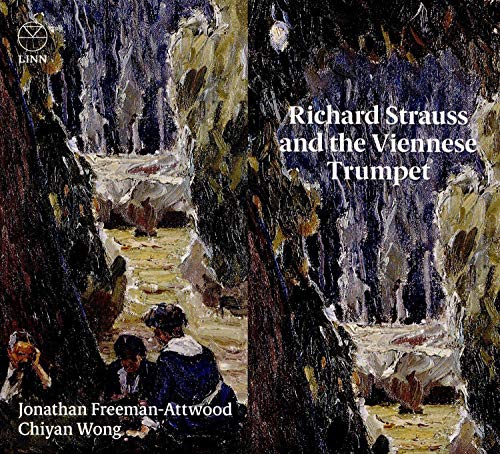 "CD cover featuring a painting of people in a forest, with trumpet player."