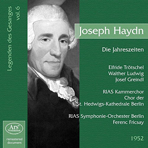 CD cover: portrait of Haydn, green background, text details performers.