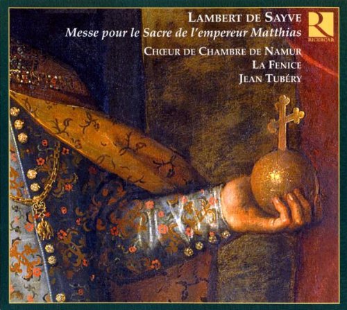 "CD cover featuring a regal figure holding a cross-topped orb, ornate attire."