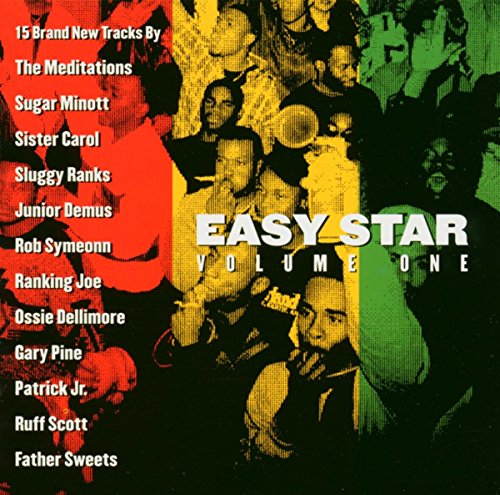 "Album cover with 'Easy Star Volume One' title and artist list, featuring a collage of musicians."