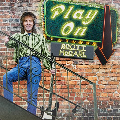 Scott McCarl album cover featuring musician with a neon sign.