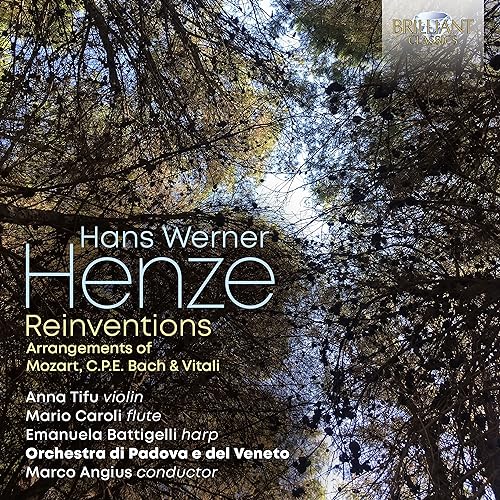 CD cover for Hans Werner Henze’s “Reinventions” with a forest background.