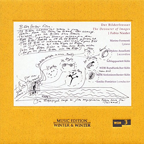 "Yellow album cover with abstract black drawing and text in white rectangle, featuring 'WDR 3'."