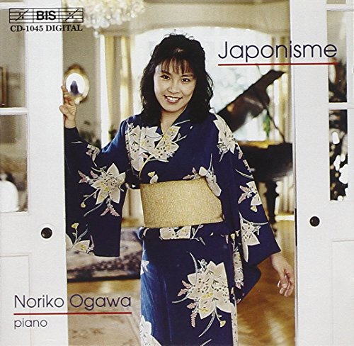 "CD cover featuring a woman in a blue kimono holding a mirror."
