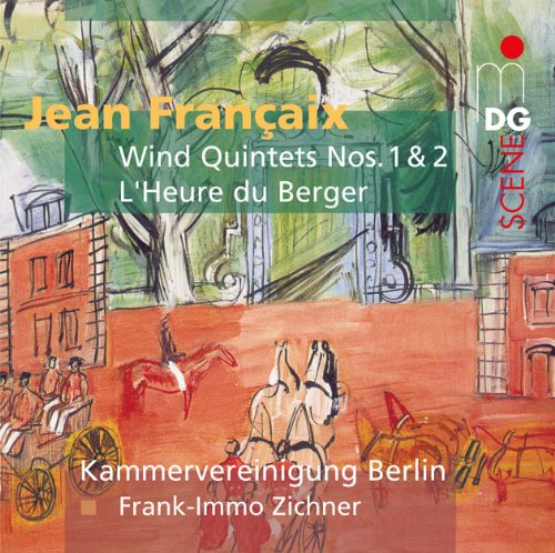 "CD cover with abstract watercolor illustration and text overlay describing the musical content."