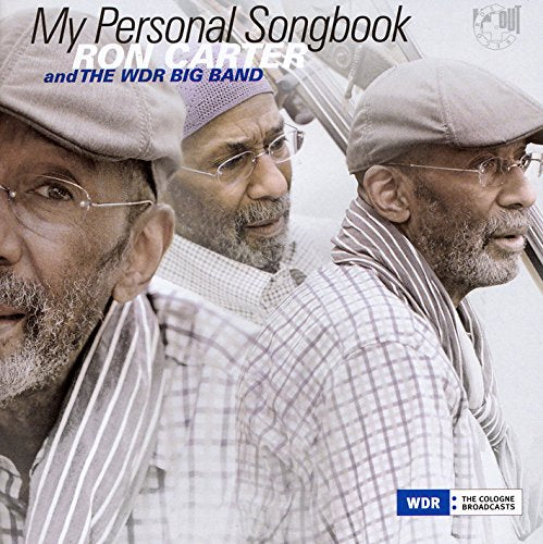 "Album cover featuring three images of a man with a double bass."