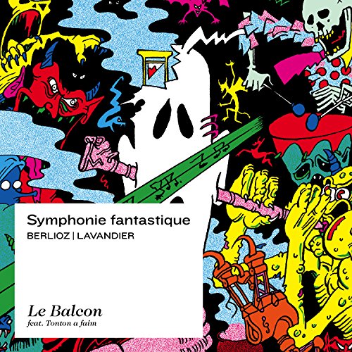 "Album cover with abstract, colorful illustrations and text 'Symphonie fantastique' and 'Le Balcon'."