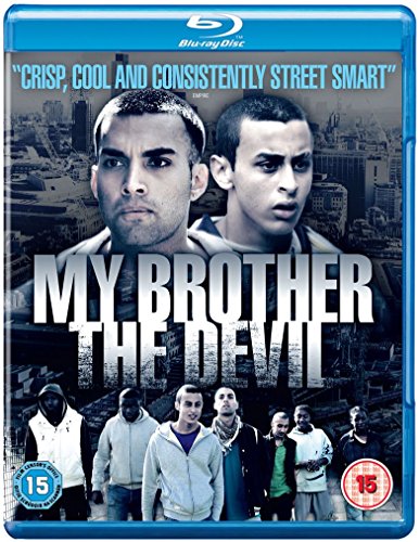Blu-ray cover featuring two men's faces above a group of young men in hoodies.