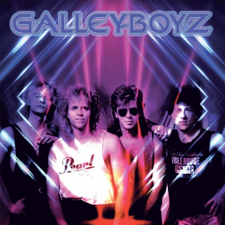 CD cover for Galleyboyz featuring three men with 80s hairstyles.