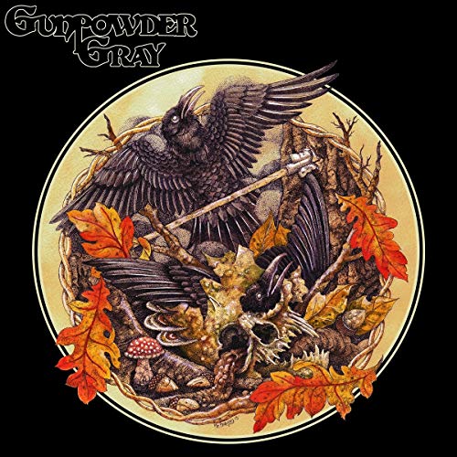 Record album cover featuring a detailed illustration of ravens and a skull.