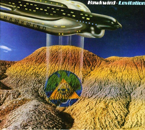 CD album cover with a spaceship hovering over a rocky landscape.