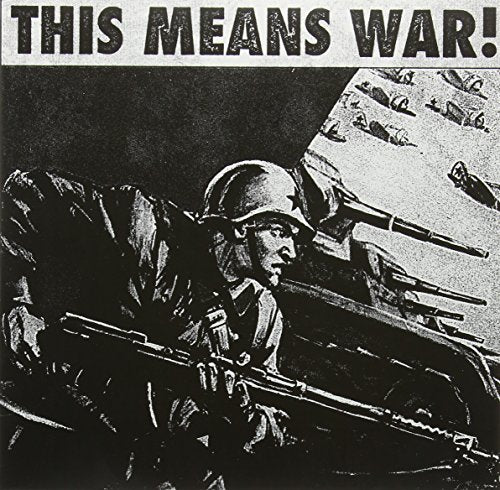 Black and white propaganda poster featuring a soldier and fighter planes.
