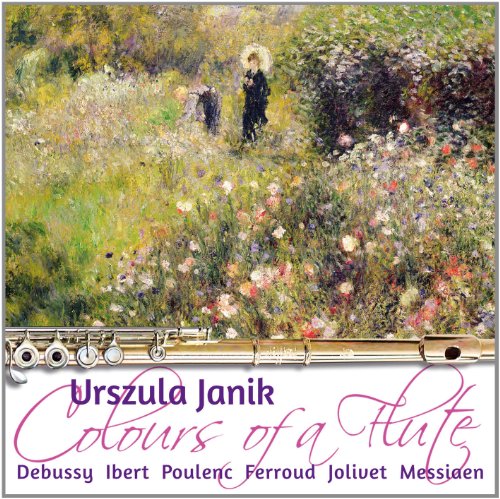 "CD cover with impressionist painting of a field and a gold flute."