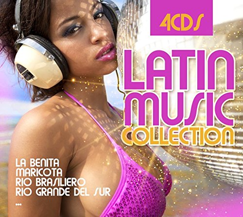 CD cover for “Latin Music Collection” featuring a woman with headphones.