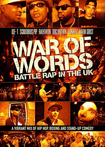 DVD cover for “War Of Words”, featuring rappers and a crowd scene.