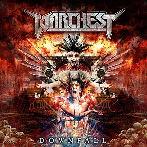 Warchest "Downfall" CD cover: fiery, dramatic scene with figures and skulls.