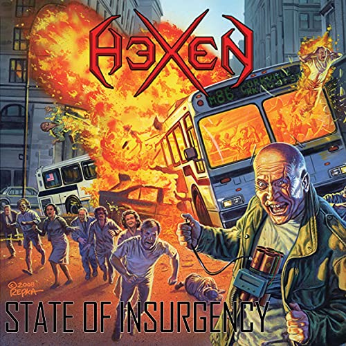 CD cover: chaotic scene of burning city, figures, and a screaming man.
