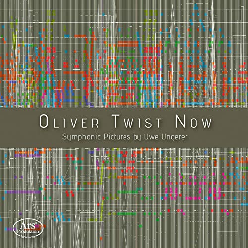 CD cover for "Oliver Twist Now" with abstract colorful lines.