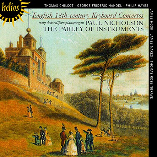 A CD cover featuring a 18th-century landscape painting with people and a large building.