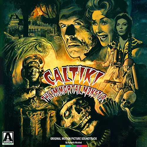 Caltiki soundtrack vinyl cover with monster, people, and dramatic lighting.