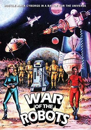 DVD cover for "War Of The Robots" featuring robots, spaceships, and people.