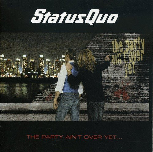 CD cover for Status Quo’s “The Party Ain’t Over Yet” with two figures.