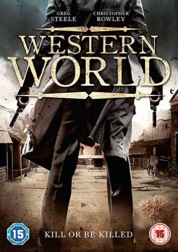 DVD cover for "Western World" featuring a man with guns in a western town.