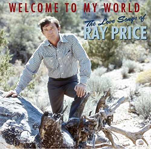 "CD cover with Ray Price standing on a rocky outcrop in a desert landscape."