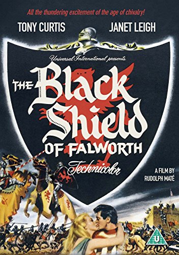 DVD cover for "The Black Shield of Falworth" with medieval battle and couple.