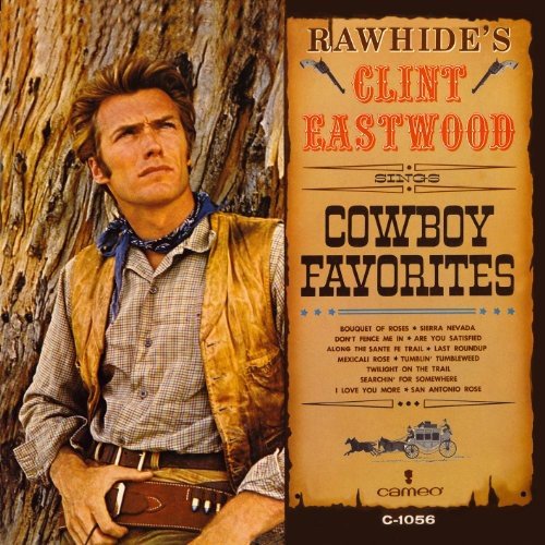"Clint Eastwood album cover featuring a man in cowboy attire leaning against a tree."