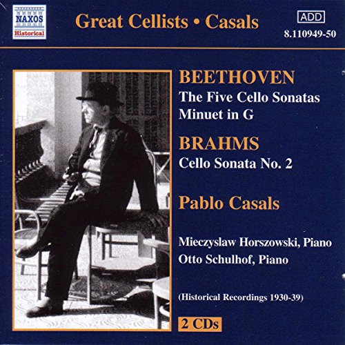 CD cover with Pablo Casals playing cello, dark blue background, and white and orange text.