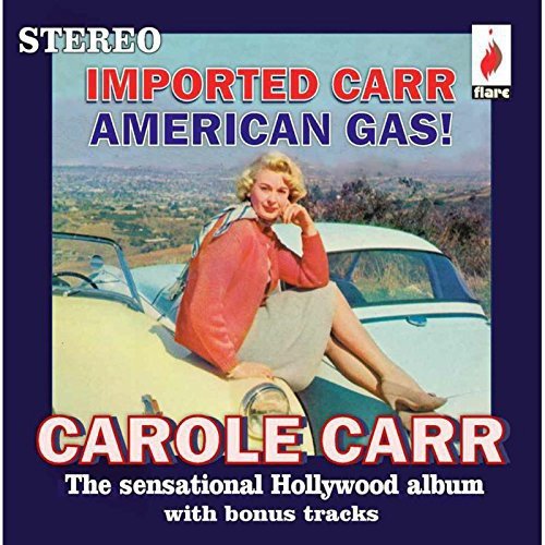 "CD cover with blonde woman sitting on a convertible car, outdoors."
