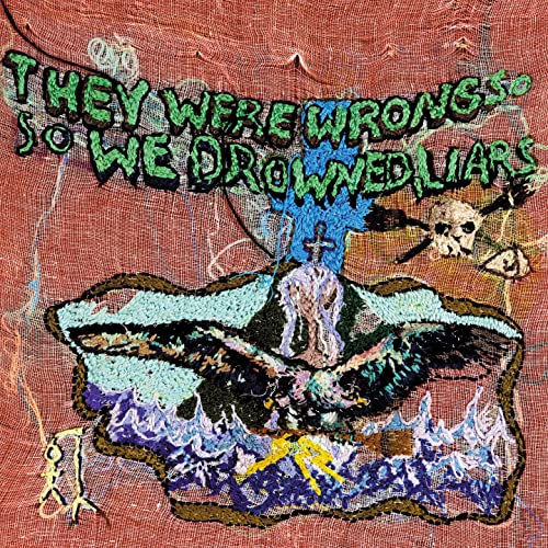 Embroidered album cover featuring an eagle, a cross, a skull, and the band title.